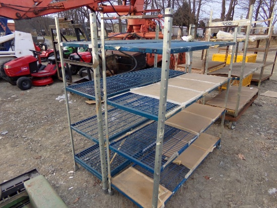 (2) Blue 4 Tier Wire Shelves, (2x Bid Price)