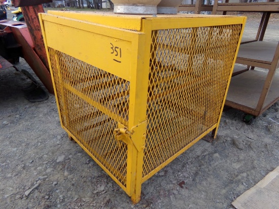 Yellow Lockable Propane Tank Cage, Set Up For 4 Tanks