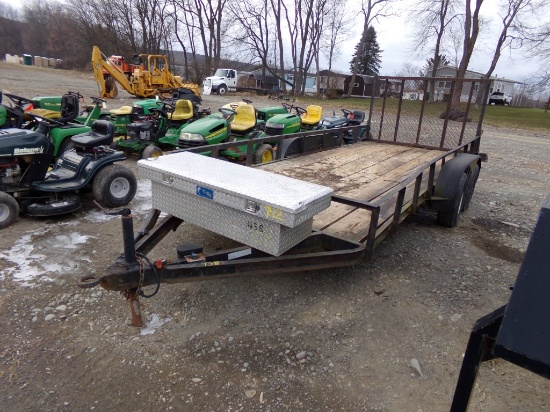 Equipment Trailer, 16 Ft. Light Duty Tandem Axle, Drop Down Gate, No Title