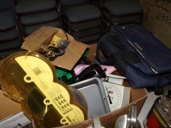 Box with Soft Cooler, Hose, Kitchen Items, Etc