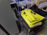 3 Tier Plastic Warehouse Cart, and White Wire Display Shelf