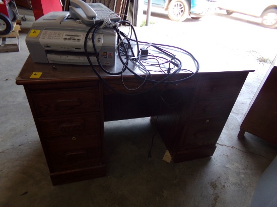 Wooden Desk, 23'' x 48'', w/MFC Fax Machine & Phone/Answer Machine