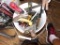Bucket of Tools, Hammers, Prybars, Pipe Wrenches.