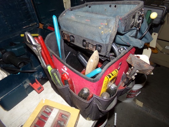A Husky Tool Bag With Misc Hand Tools and a Smaller Tool Bag.