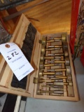 Set of Mortising Bits In Nice Wooden Case