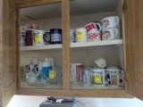 Contents of Top Cabinet (Left Side Of Sink); Mostly Coffee Cups, Glasses, E