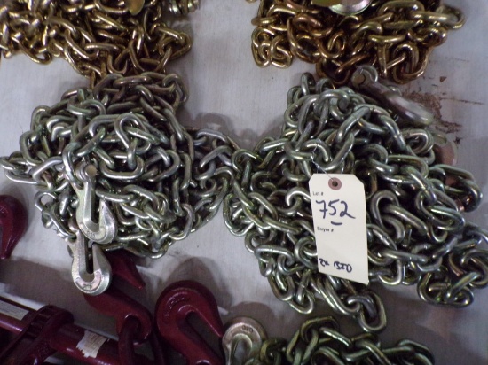 (2) 20' Grade 70 3/8'' Chain With Hook Ends, New - (2 X Bid Price)