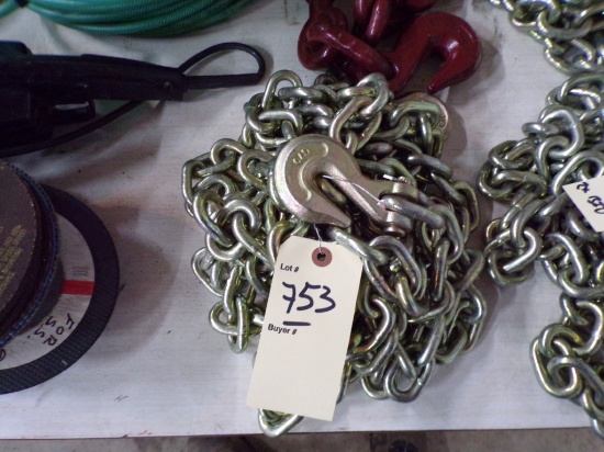(1) 20' Grade 70 3/8'' Chain With Hook Ends - New