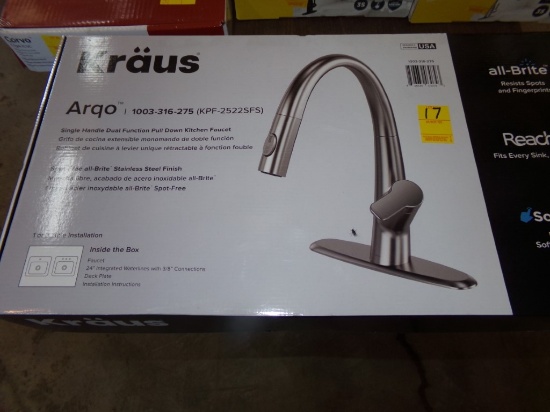 New Kraus ''Argo'' Single Handle Dual Function Pull Down Kitchen Faucet, St