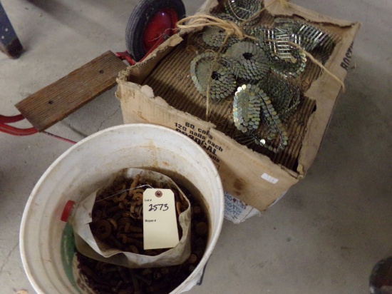 (2) Boxes Of Coil Roofing Nails & Bucket Of Bolts (2573)