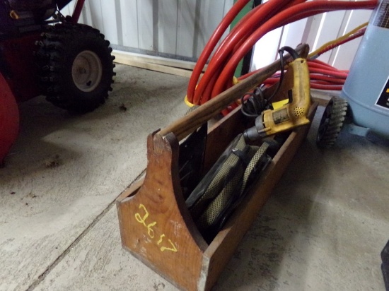 Garden Hose with Wooden Box of Tools (2617)