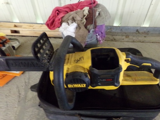 Bucket of Shop Towels - Black Container with Chain Saw Accessories - DeWalt