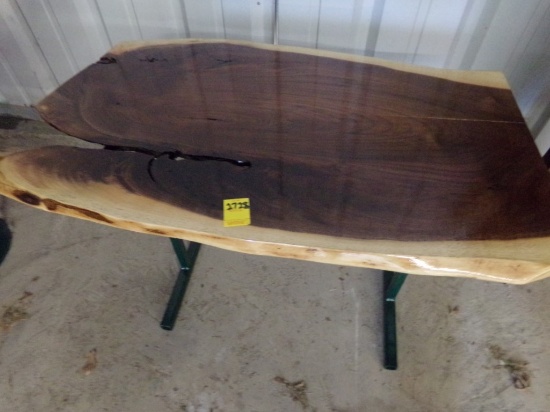 Handmade Walnut Side Table w/Steel Base