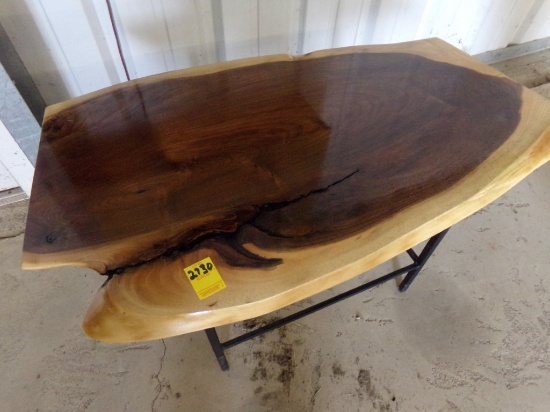 Handmade Walnut Side Table w/Steel Base