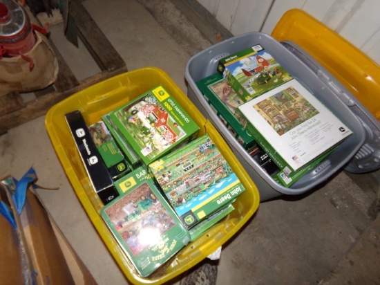 (2) Tubs of JD Puzzles, (1) Box of JD Porcelain Dolls