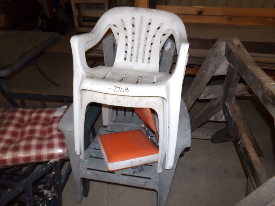 (4) Plastic Patio Chairs, Stadium Chair