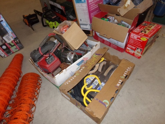 (2) Boxes with Metal Trowels, Light , Grease Guns (#2848)