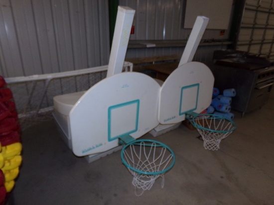 Pair of Pool Baskeball Nets and Volleyball Net Bases (#2991)