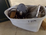 Grey Tote & Contents - Heater, Solar Panel, Motor Cycle Helmets, Etc. (2548