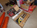 (2) Boxes with Metal Trowels, Light , Grease Guns (#2848)