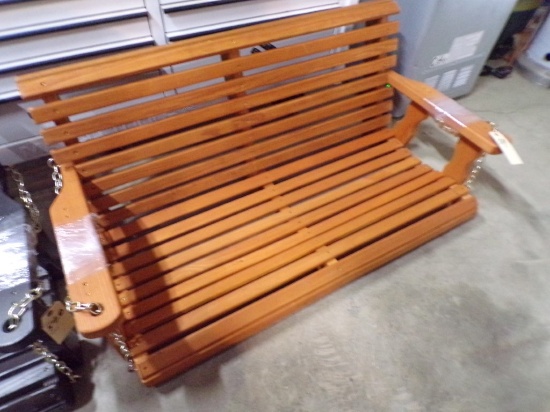 4' Amish Made Porch Swing Bench-Orange Stain