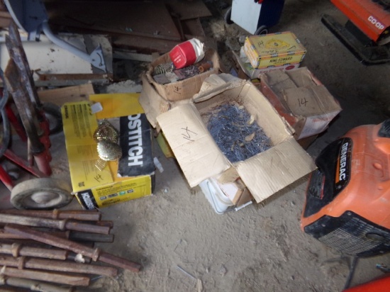 Large Group of Nails and Hardware - Coiled Roofing - Large Spikes - Assorte