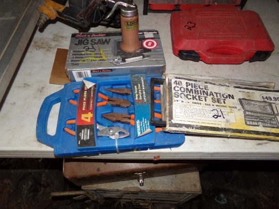 Small Socket Set - Plier Set - Jigsaw and Oil Can