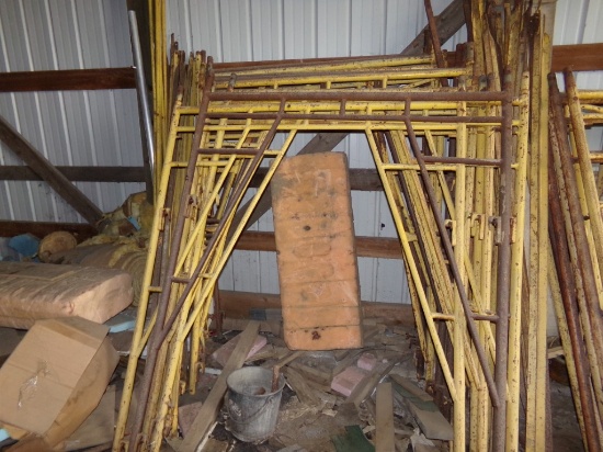 Large Group of Scaffolding Uprights - 13 Sections with Some Crossmembers