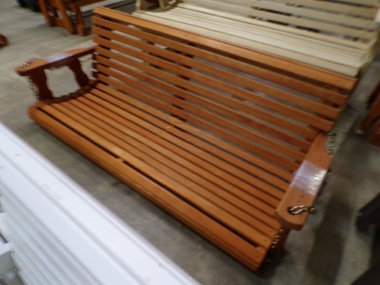 Amish Made 5' Orange Stained Bench Porch Swing