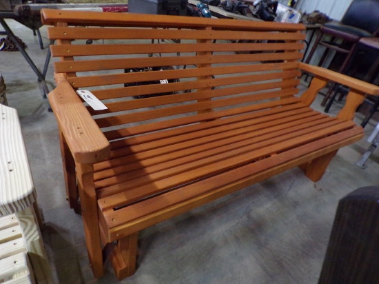 Amish Made 5' Orange Stained Glider Bench