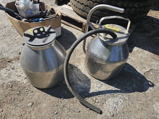 (2) Stainless Steel Milking Pails