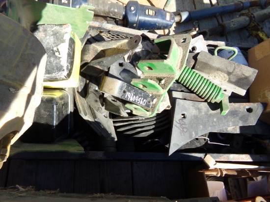 Black Steel Crate Full of Parts. Plates and Blades For Farm Implements. And