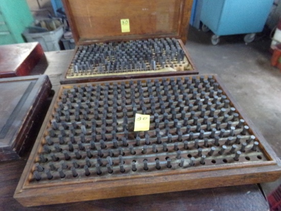 (2) Gage Pin Sets, .251''-.500'', w/Wood Cases,Mostly Complete