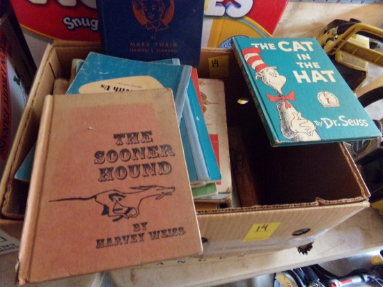 Box of Classic Children's Books, Tom Sawyer, The Sooner Hound, Dr. Seuss, C