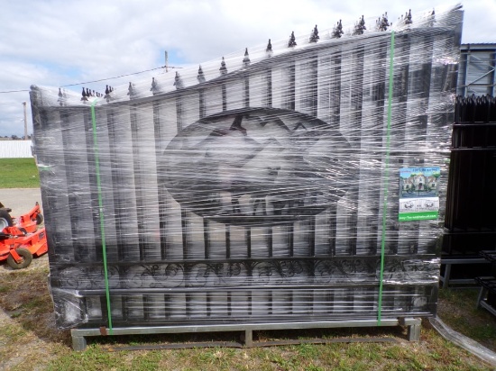 New 20' Bi-Parting Wrought Iron Gate w/Elk/Mountain Cut-Out in Center (5207