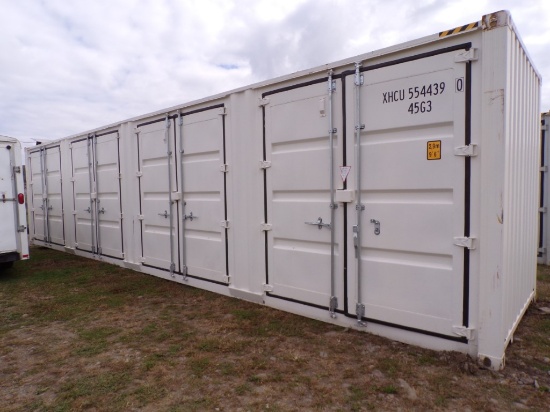 New 40' Storage Container, (4) Access Doors on 1 Side, Barn Doors on Rear,
