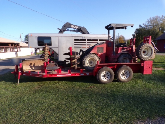 Power Trac Articulated Backhoe Loader w/ Auger Attachments, 60'' Bucket, 12