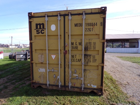 20' Shipping Container, Yellow, Barn Doors on Back(6039)