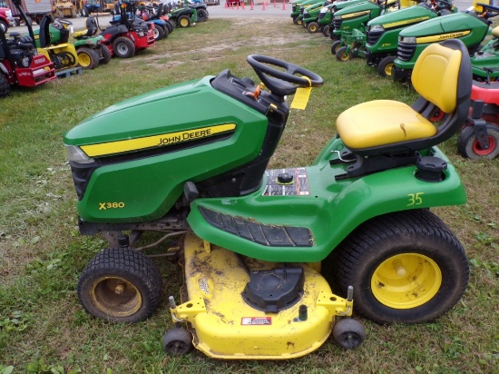 John Deere X380 Riding Mower w/54'' Accel. Deep Deck, Kawasaki Engine, 230