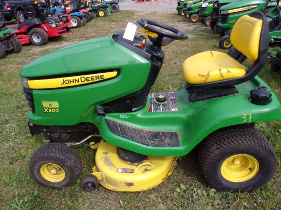 John Deere X300 Riding Mower w/42'' Deck, Kawasaki Engine, Hood & Seat Have