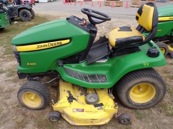 John Deere X340 Riding Mower w/54'' Deck, Kawasaki Engine, Seat Has Cracks,