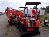 New AGT Industrial QH12 Mini Excavator, Orange, Stationary Thumb, Grader Bl