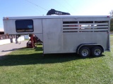 1993 Shoop Gooseneck Stock Trailer with Tandem Axle, Gray, Vin# 1S9HS4020PP