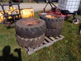 (4) Used 10-16.5 Skid Steer Tires On Case Wheels, Not Matching, Well Worn,