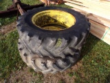 (2) 14.9 x 28(?) Tires On Rims, One Valve Stem Is Rusted Out (5559)