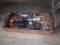 Box of Misc., Including Power Grease Gun, Hydraulic Control Lever, Caulk Gu