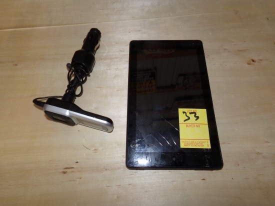 Amazon Tablet and 12 Volt Blue Tooth Phone Transmitter(TABLET SCREEN IS CRA