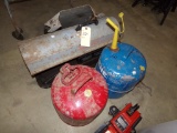 (2) Metal Fuel Cans, Salamander Heater and a Metal Platform