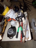Craftsman Gas Hedge Trimmers, Chainsaw Bars, Bucket of Large Bolts, Hard Ha