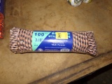 New 100' Roll of 3/8'' Braided Utility Rope, Tan
